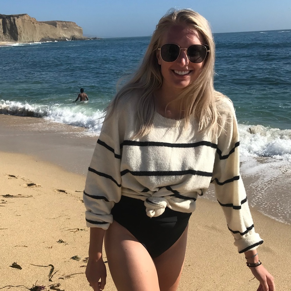 Cream and black striped sweater